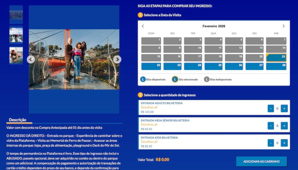 SkyGlass Canela Ingressos e Bilheteria